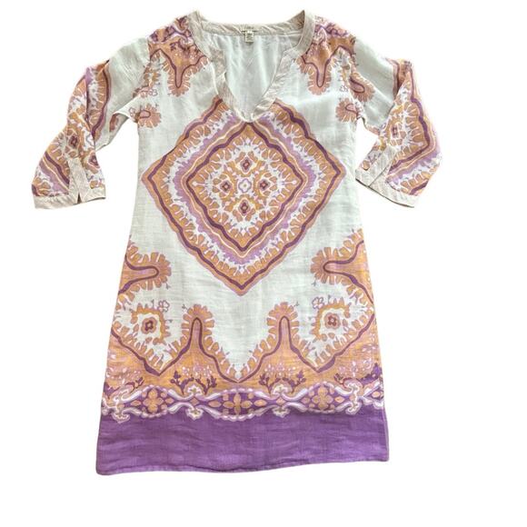 J. Crew Geometric Linen Dress - Size 4 - Picture 4 of 12